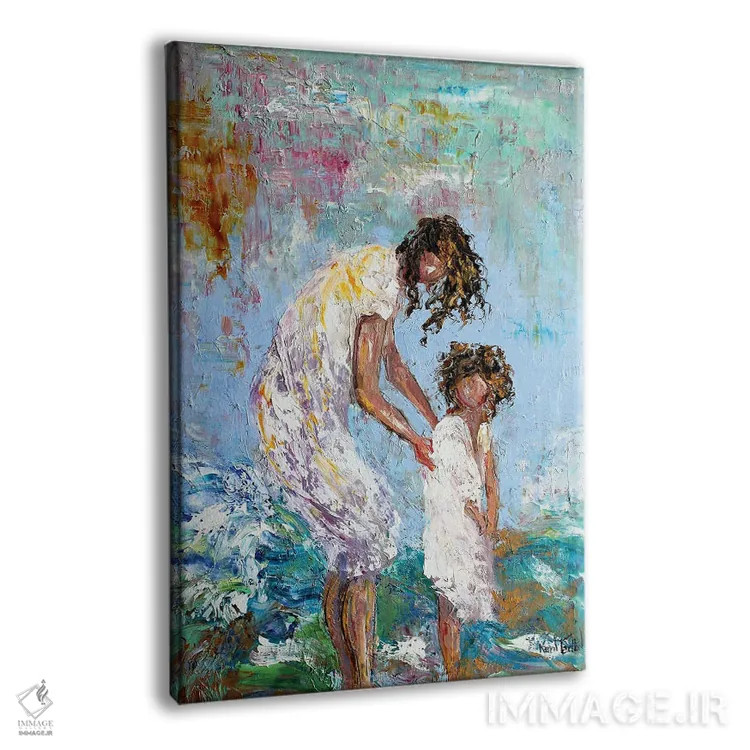تابلو دکوراتیو مادر و کودک در ساحل اثر کارن تارلتون - نمای پرسپکتیو محصول