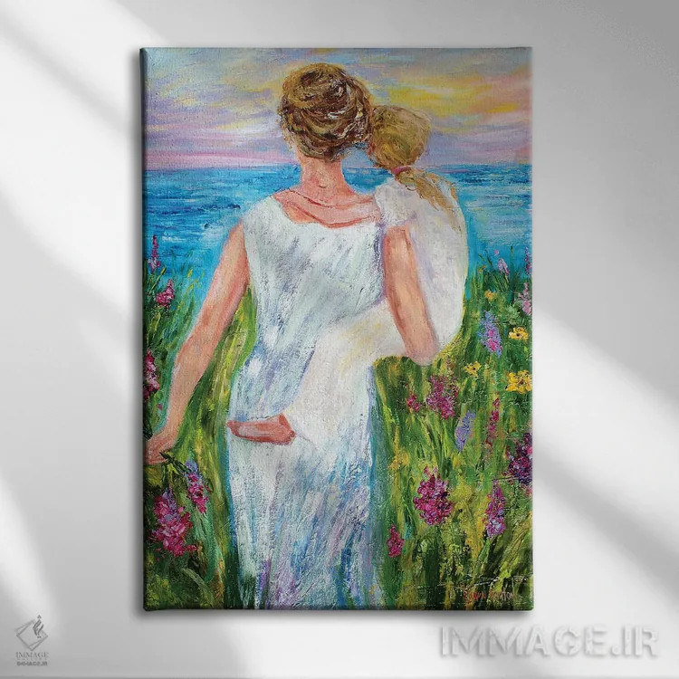 تابلو دکوراتیو مادر و دختر اثر کارن تارلتون - نمای روبهرو روی دیوار