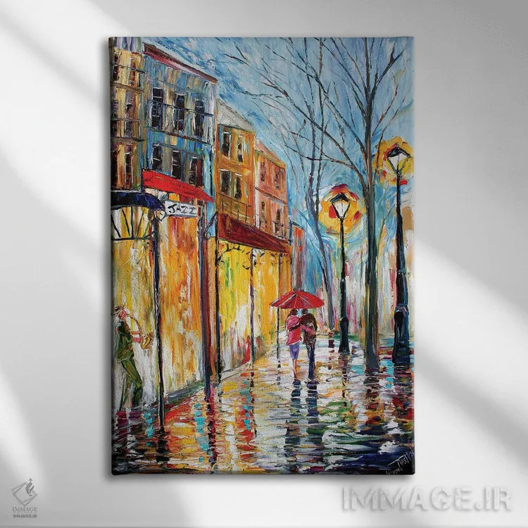 تابلو دکوراتیو باران عصر نیواورلئان اثر کارن تارلتون - نمای روبهرو روی دیوار