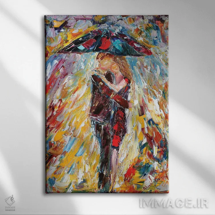 تابلو دکوراتیو در آغوش گرفتن اثر کارن تارلتون - نمای روبهرو روی دیوار