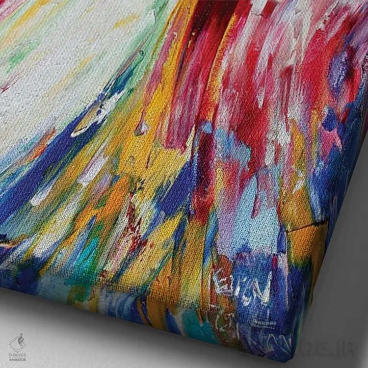 تابلو دکوراتیو فرشته شاد اثر کارن تارلتون - نمای نزدیک بافت بوم