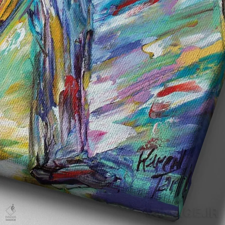 تابلو دکوراتیو گرند اسلم اثر کارن تارلتون - نمای نزدیک بافت بوم