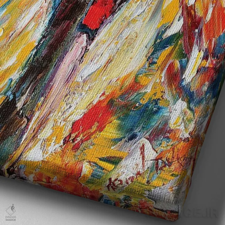 تابلو دکوراتیو در آغوش گرفتن اثر کارن تارلتون - نمای نزدیک بافت بوم