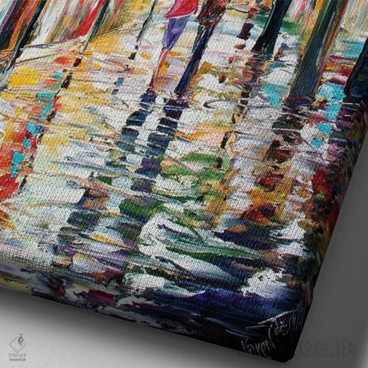 تابلو دکوراتیو باران عصر نیواورلئان اثر کارن تارلتون - نمای نزدیک بافت بوم