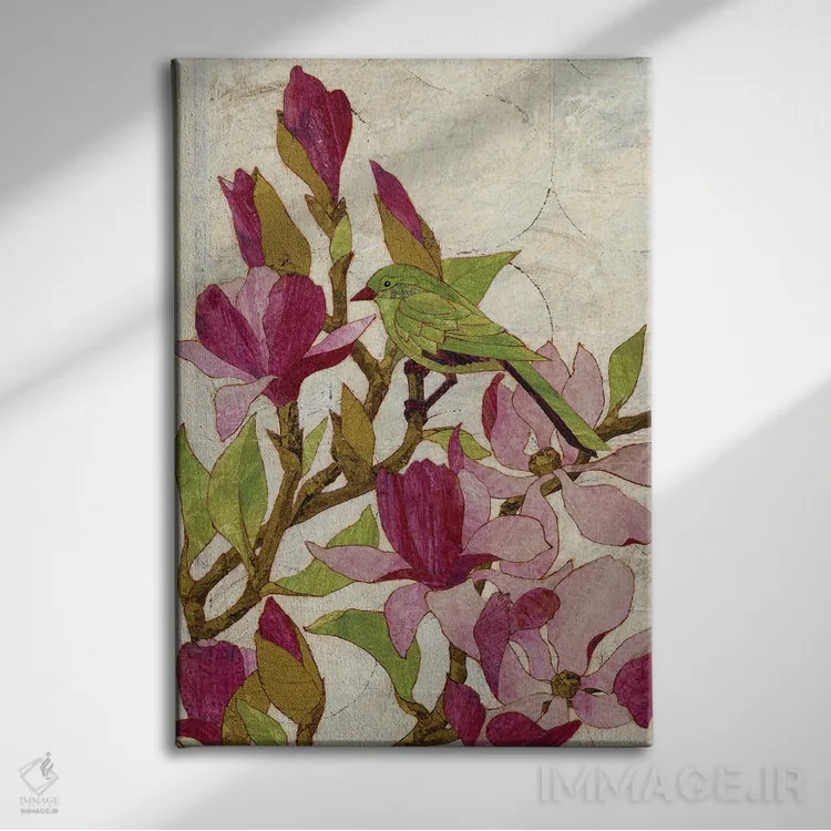 تابلو دکوراتیو ماگنولیا اثر کارن سیکیه - نمای روبهرو روی دیوار