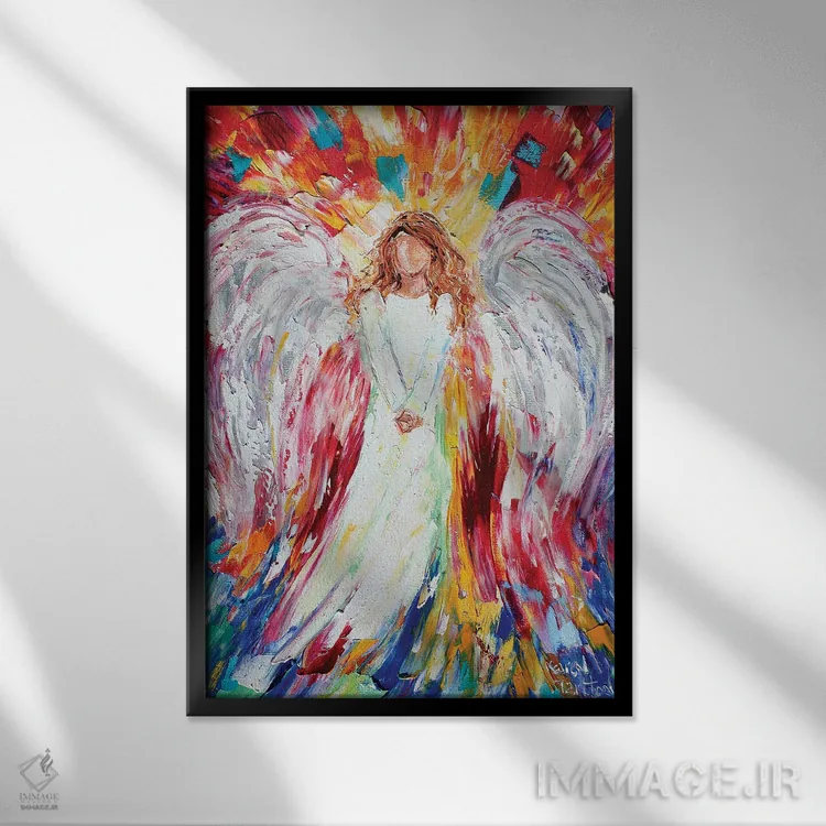 تابلو دکوراتیو فرشته شاد اثر کارن تارلتون - نمای قابدار مشکی