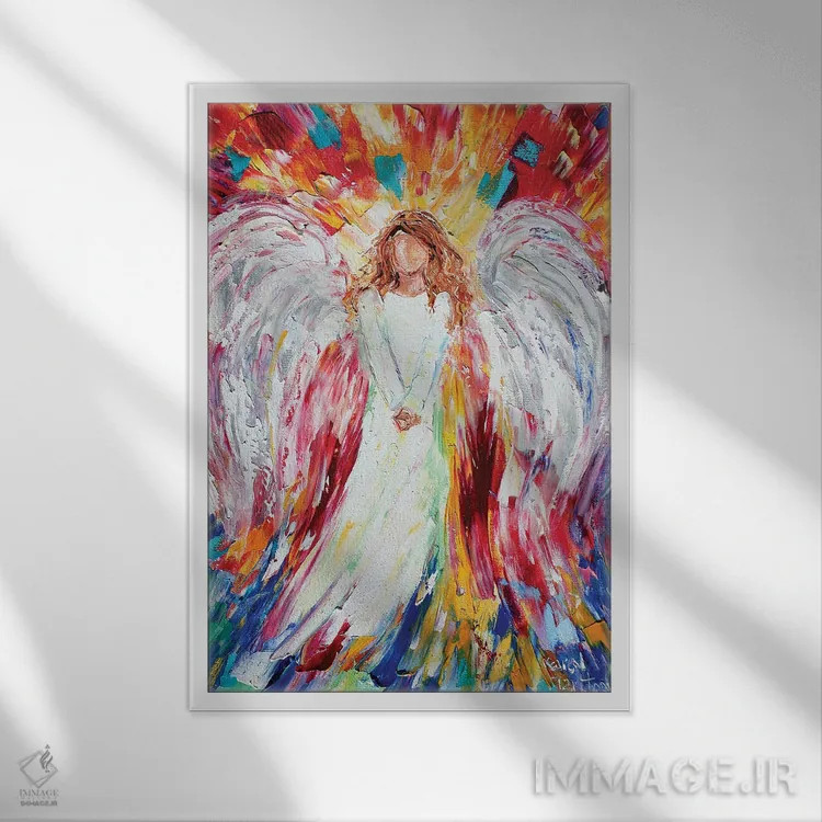 تابلو دکوراتیو فرشته شاد اثر کارن تارلتون - نمای قابدار سفید