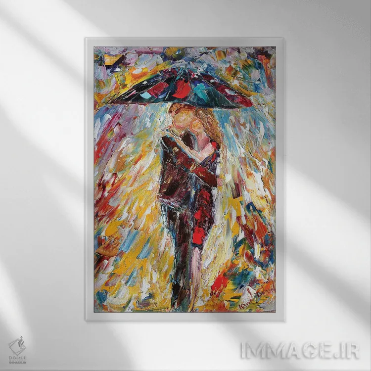 تابلو دکوراتیو در آغوش گرفتن اثر کارن تارلتون - نمای قابدار سفید