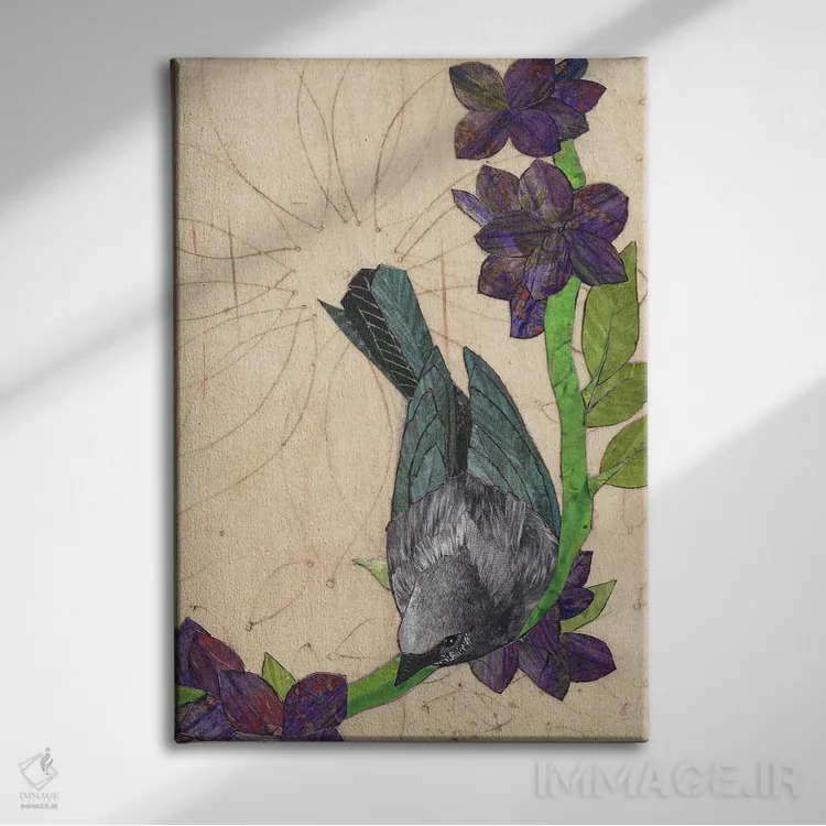 تابلو دکوراتیو پرنده سیاه اثر کارن سیکیه - نمای روبهرو روی دیوار