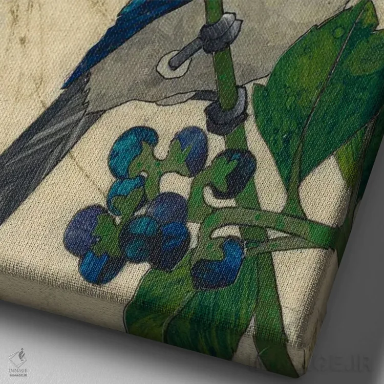 تابلو دکوراتیو پرنده پاییزی اثر کارن سیکیه - نمای نزدیک بافت بوم