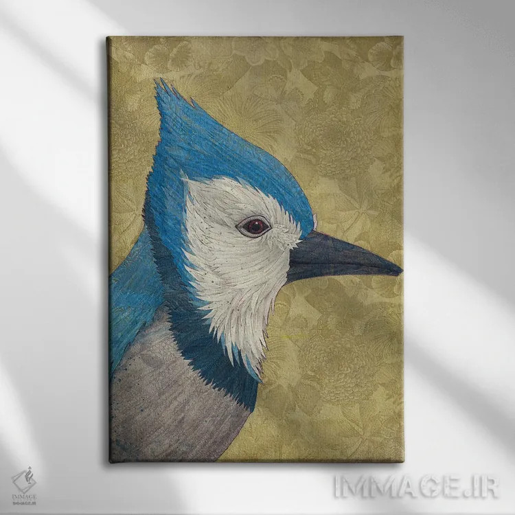 تابلو دکوراتیو جین آبی اثر کارن سیکیه - نمای روبهرو روی دیوار