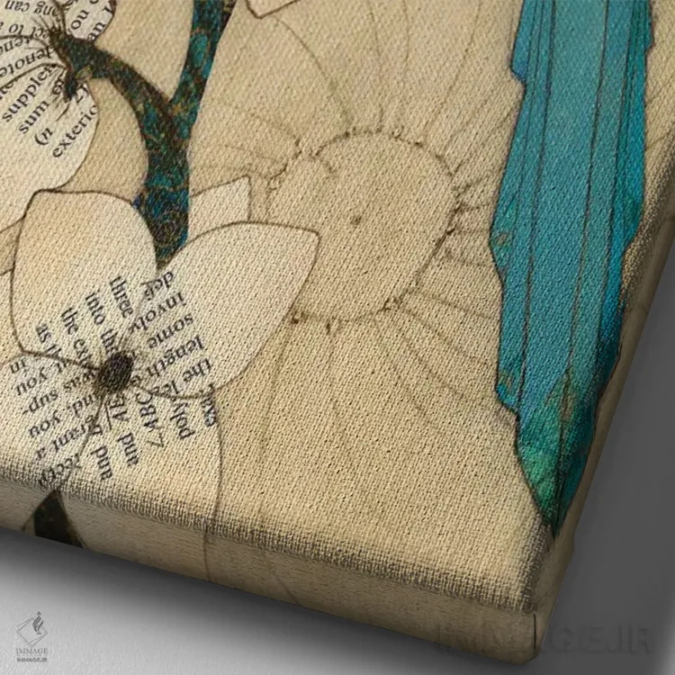 تابلو دکوراتیو پرنده تابستانی اثر کارن سیکیه - نمای نزدیک بافت بوم