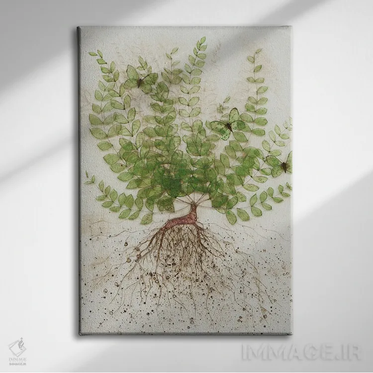 تابلو دکوراتیو ریشه کن شده I اثر کارن سیکیه - نمای روبهرو روی دیوار