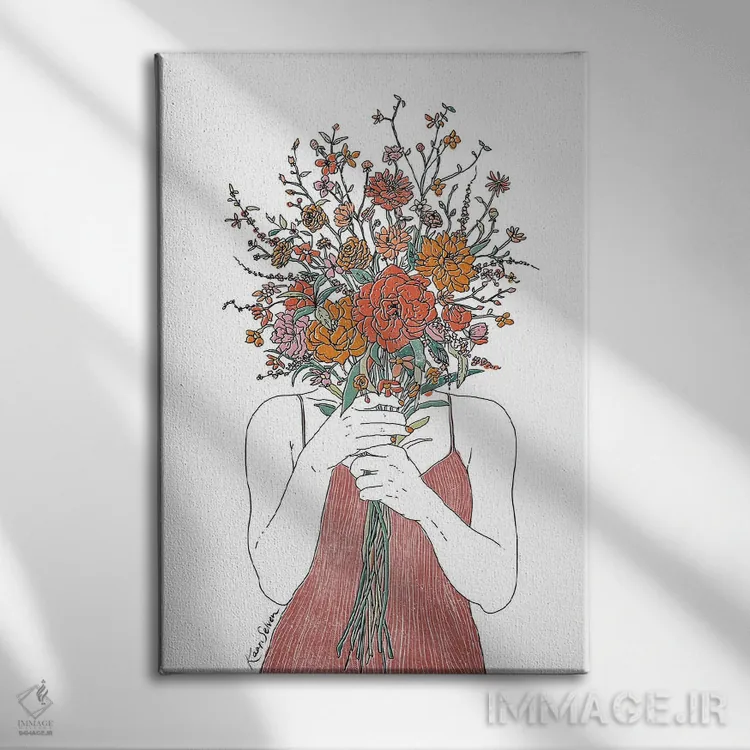 تابلو دکوراتیو چهره گلی اثر کاری سلون - نمای روبهرو روی دیوار