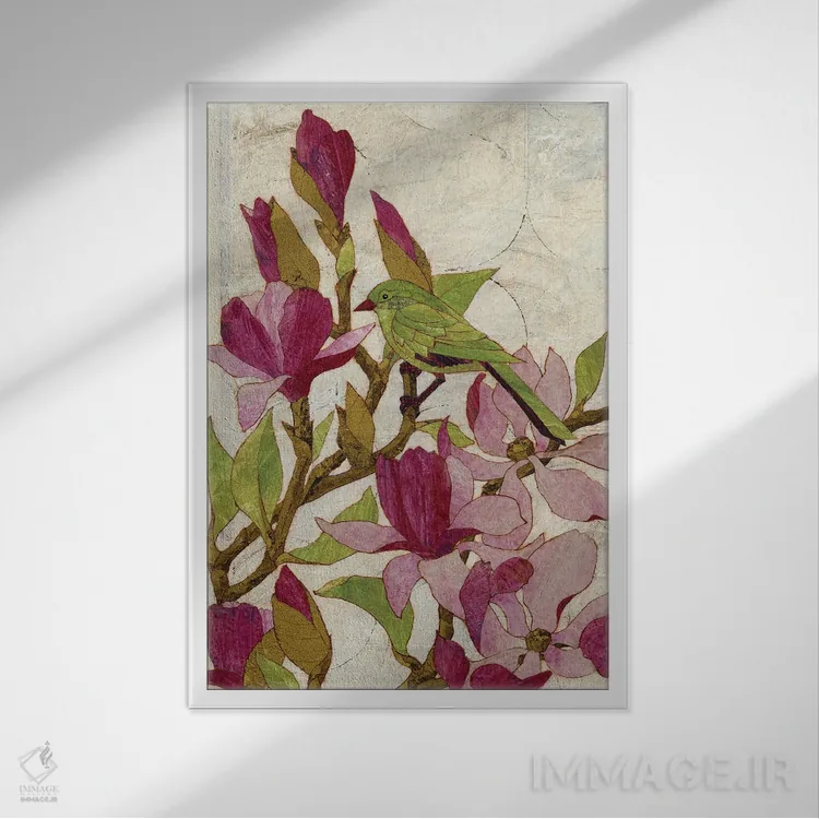 تابلو دکوراتیو ماگنولیا اثر کارن سیکیه - نمای قابدار سفید