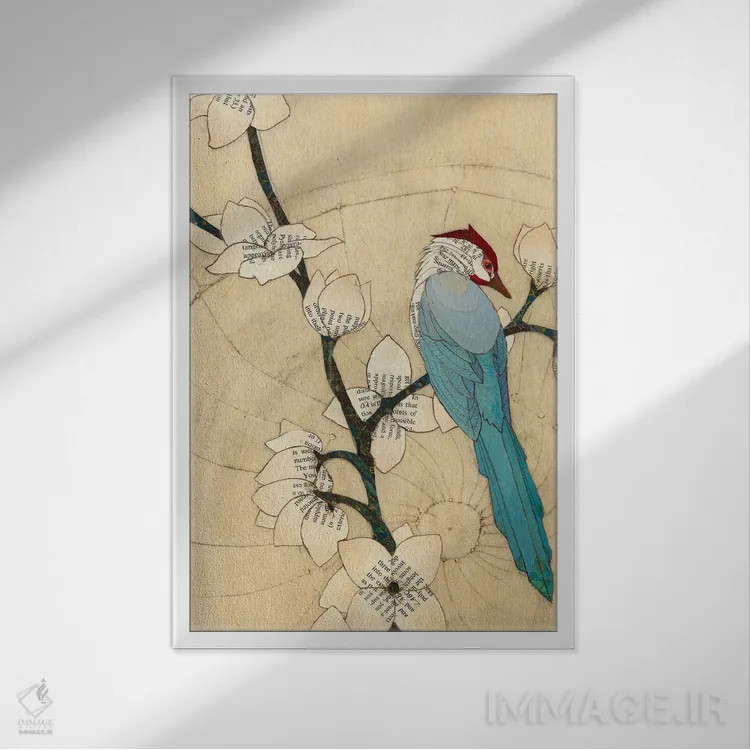 تابلو دکوراتیو پرنده تابستانی اثر کارن سیکیه - نمای قابدار سفید