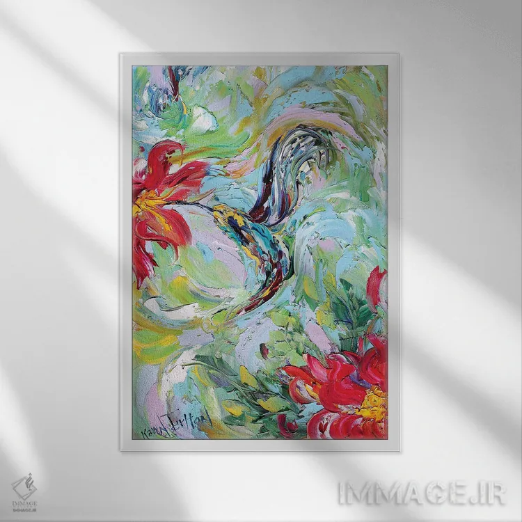 تابلو دکوراتیو مرغ مگس خوار اثر کارن تارلتون - نمای قابدار سفید