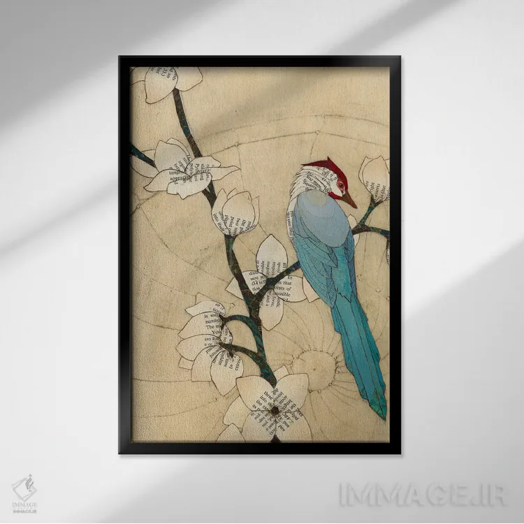 تابلو دکوراتیو پرنده تابستانی اثر کارن سیکیه - نمای قابدار مشکی