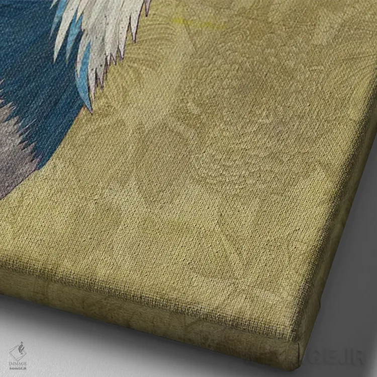 تابلو دکوراتیو جین آبی اثر کارن سیکیه - نمای نزدیک بافت بوم