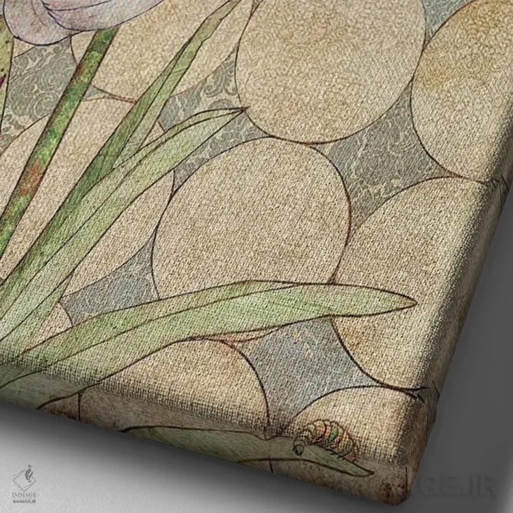 تابلو دکوراتیو سوسن ببری اثر کارن سیکیه - نمای نزدیک بافت بوم