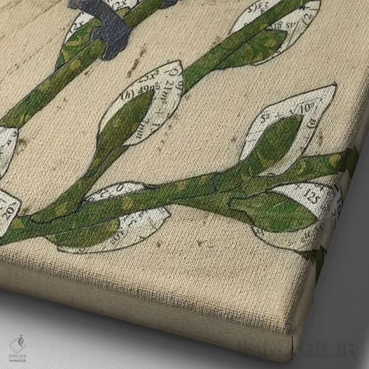 تابلو دکوراتیو پرنده بهاری اثر کارن سیکیه - نمای نزدیک بافت بوم