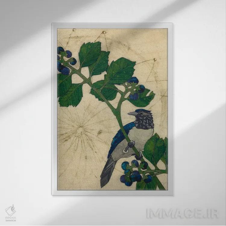 تابلو دکوراتیو پرنده پاییزی اثر کارن سیکیه - نمای قابدار سفید