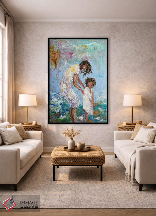 تابلو دکوراتیو مادر و کودک در ساحل اثر کارن تارلتون - D1B