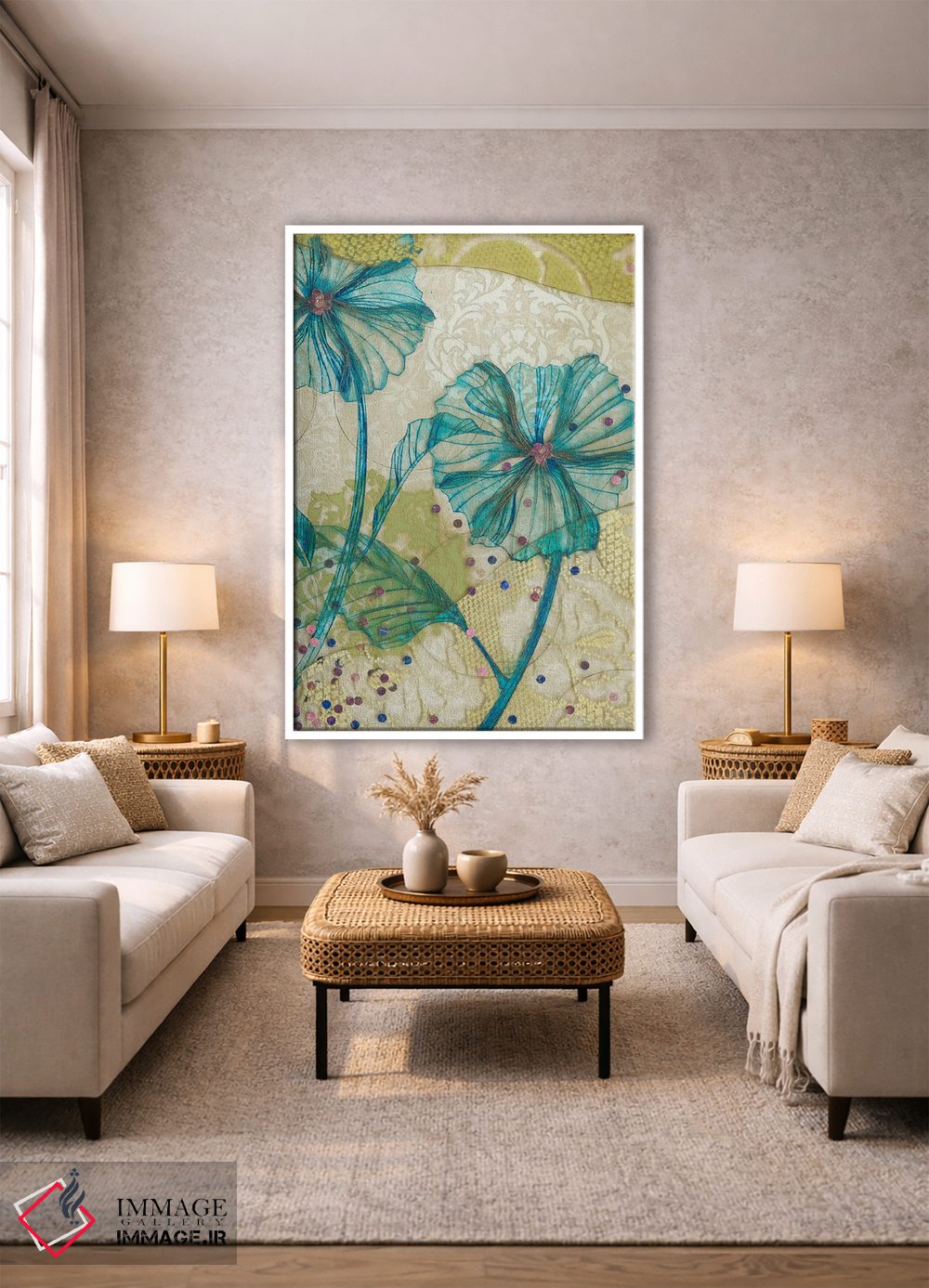 تابلو دکوراتیو گل آبی اثر کارن سیکیه - D1W