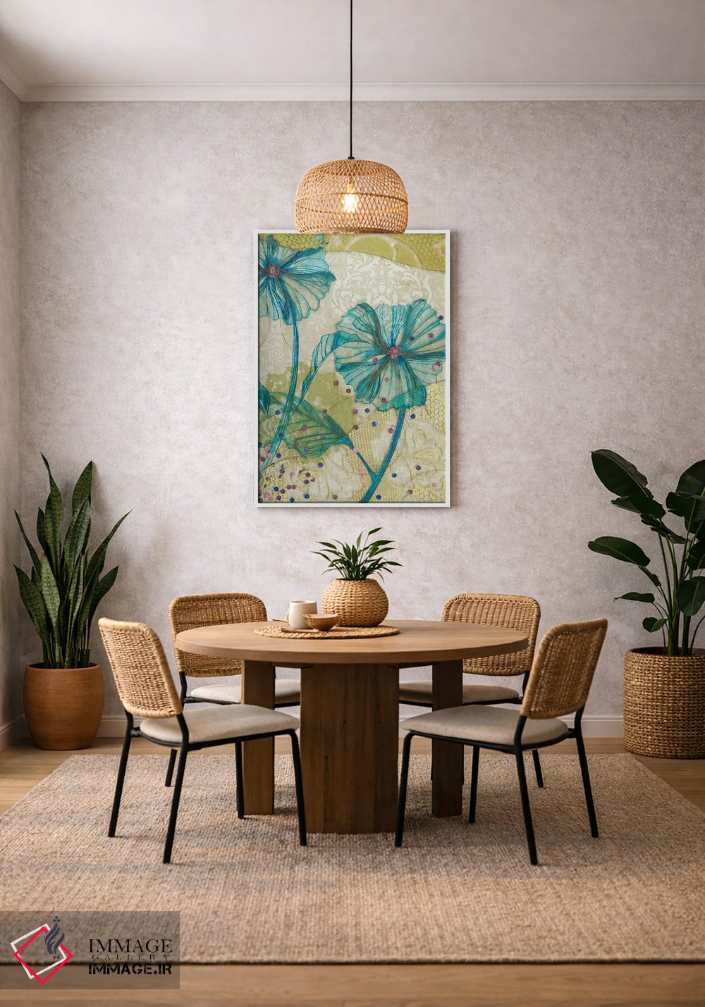 تابلو دکوراتیو گل آبی اثر کارن سیکیه - D2W