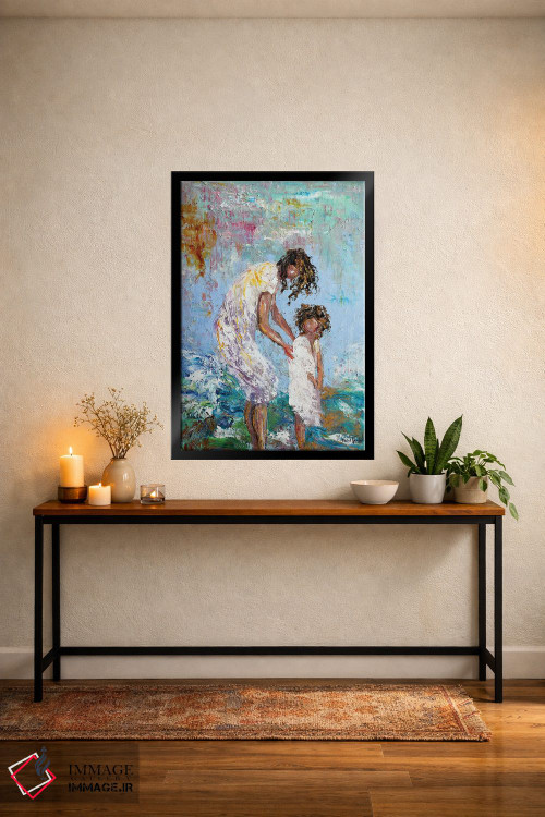 تابلو دکوراتیو مادر و کودک در ساحل اثر کارن تارلتون - D4B