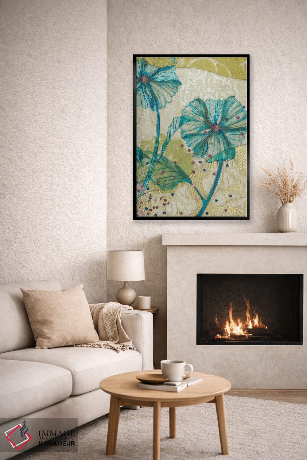 تابلو دکوراتیو گل آبی اثر کارن سیکیه - D6B