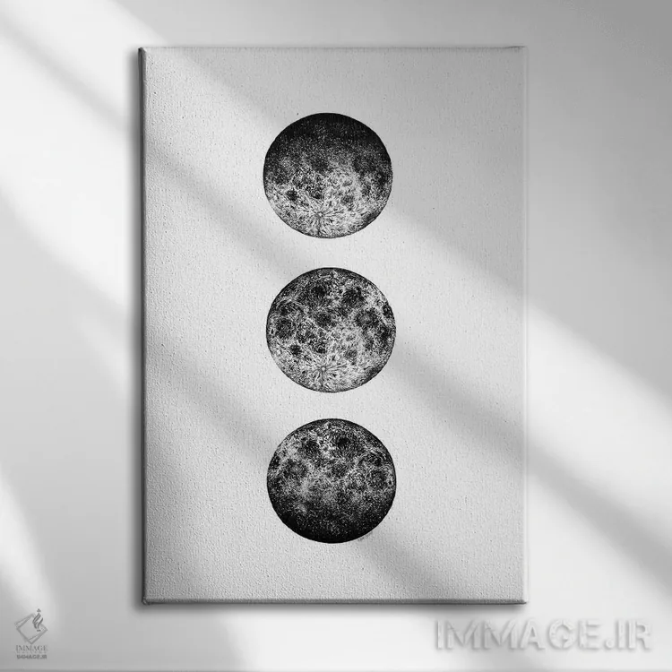 تابلو دکوراتیو سه فاز ماه اثر کاری سلون - نمای روبهرو روی دیوار