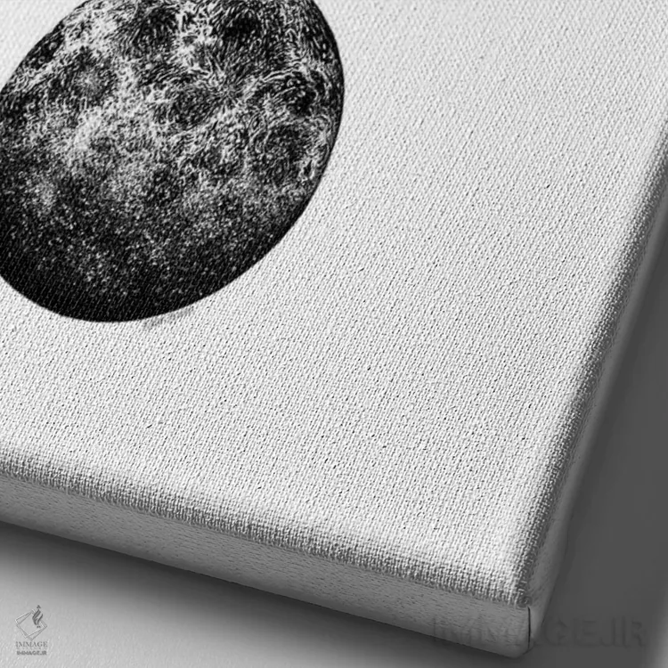 تابلو دکوراتیو سه فاز ماه اثر کاری سلون - نمای نزدیک بافت بوم