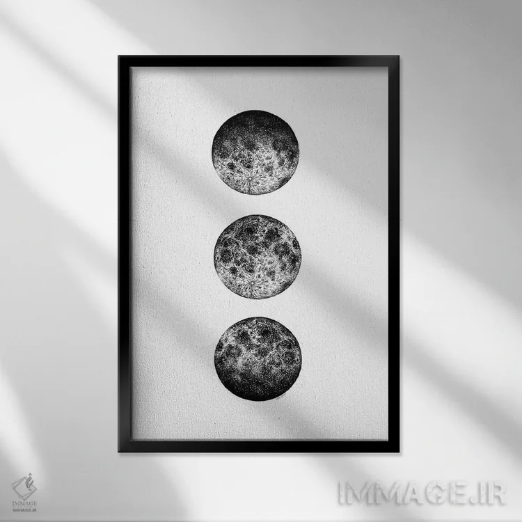 تابلو دکوراتیو سه فاز ماه اثر کاری سلون - نمای قابدار مشکی