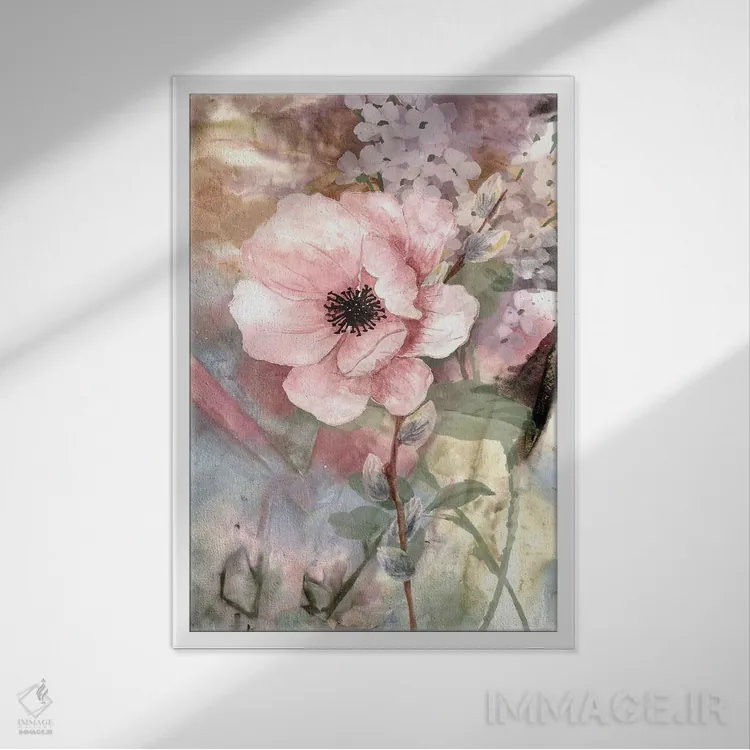 تابلو دکوراتیو گل ۲ اثر کارن اسمیت - نمای قابدار سفید