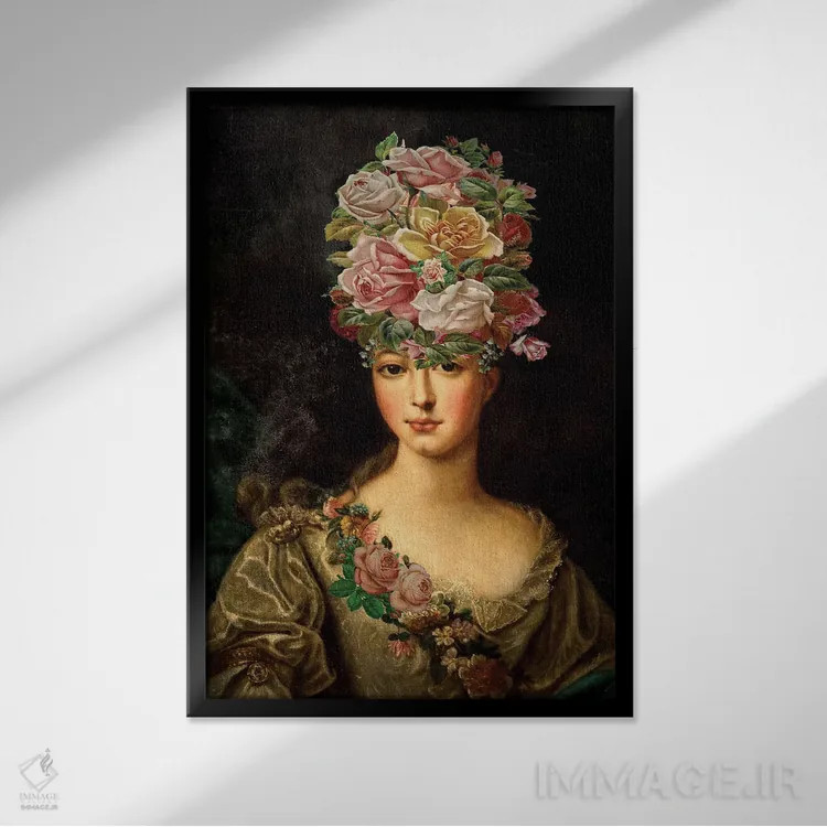 تابلو دکوراتیو دختر گل ها اثر کارن اسمیت - نمای قابدار مشکی