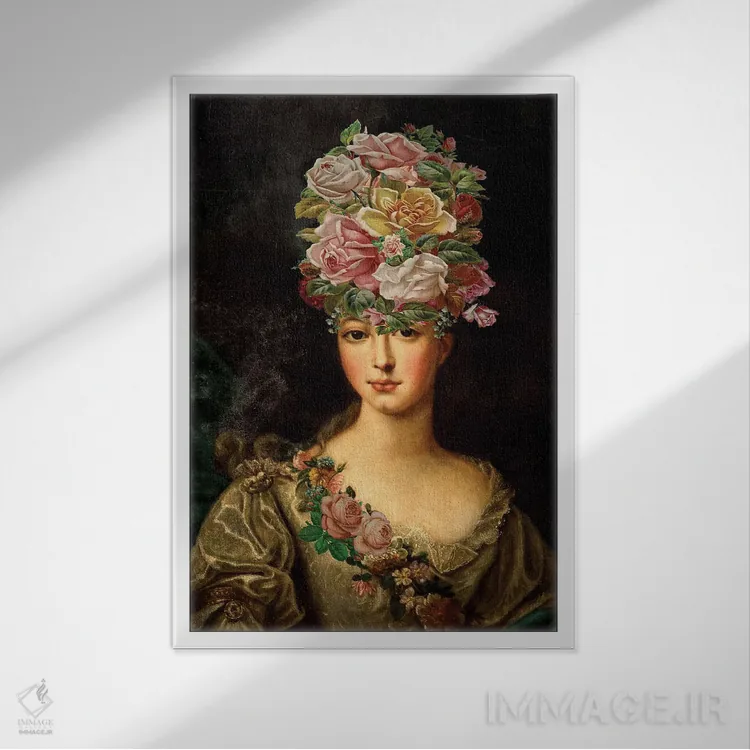 تابلو دکوراتیو دختر گل ها اثر کارن اسمیت - نمای قابدار سفید