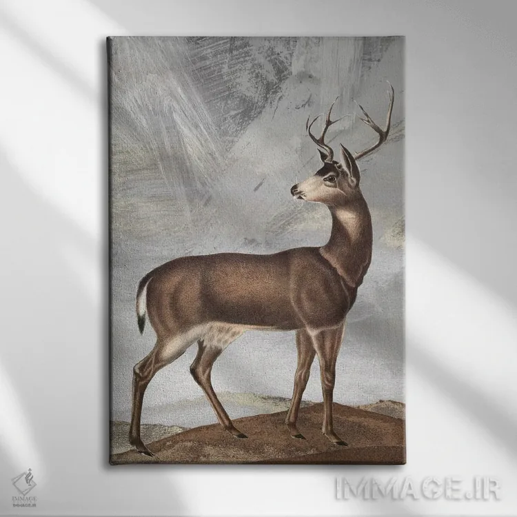 تابلو دکوراتیو گوزن ژست گرفته II اثر کارن اسمیت - نمای روبهرو روی دیوار