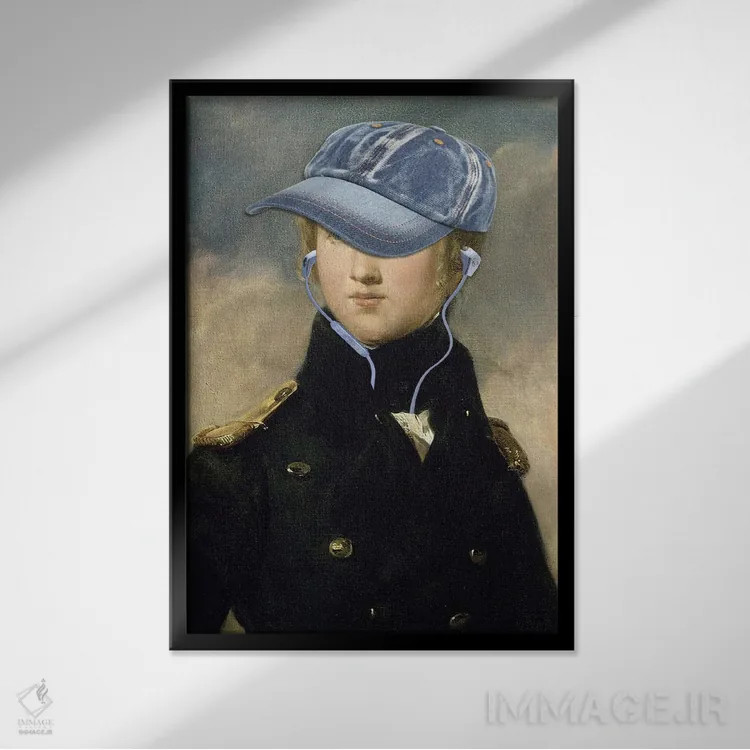 تابلو مدرن سرباز با حرکت خاص لگن اثر کارن اسمیت - نمای قابدار مشکی