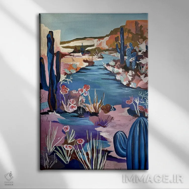 تابلو دکوراتیو منظره کاکتوس اثر کسنیا رای - نمای روبهرو روی دیوار