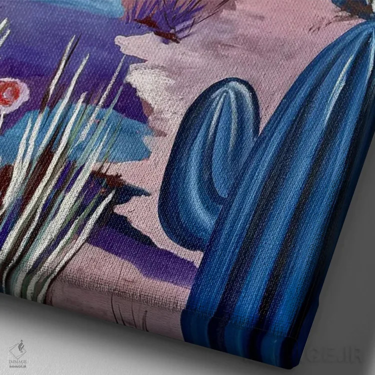 تابلو دکوراتیو منظره کاکتوس اثر کسنیا رای - نمای نزدیک بافت بوم