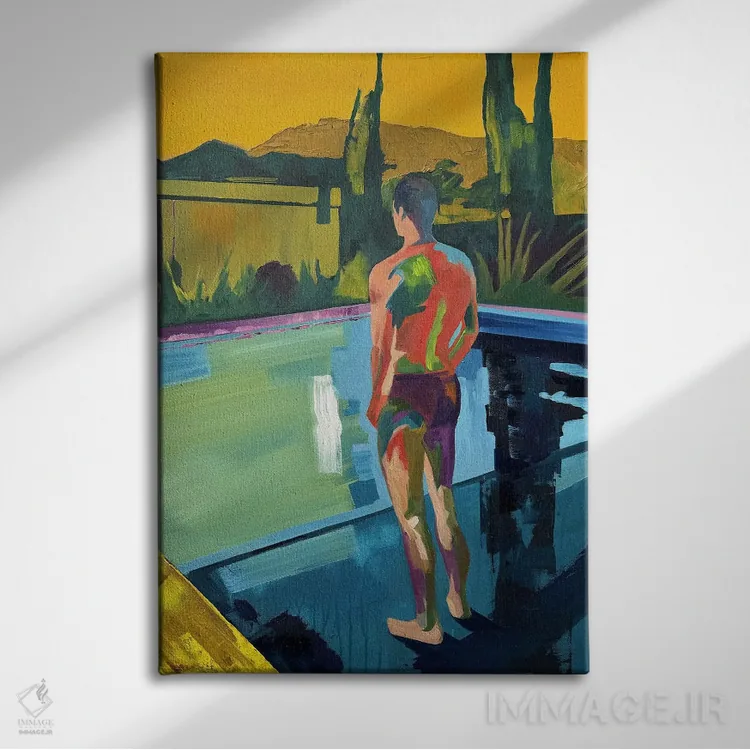 تابلو دکوراتیو استخر در ساعت ۳ بعدازظهر اثر کسنیا رای - نمای روبهرو روی دیوار