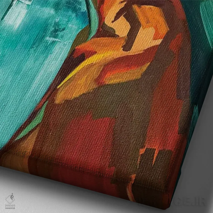 تابلو دکوراتیو نگاه در ساعت ۸:۱۸ شب اثر کسنیا رای - نمای نزدیک بافت بوم