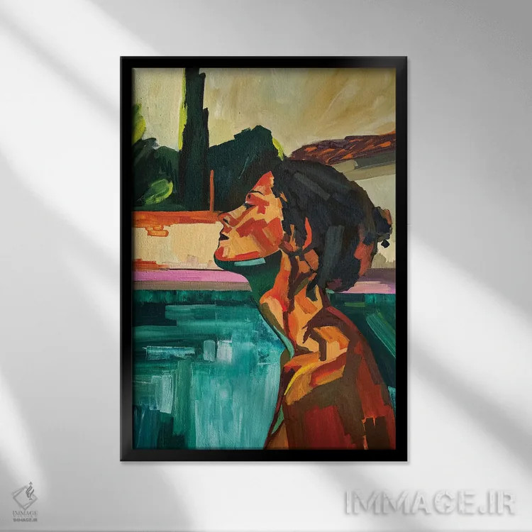 تابلو دکوراتیو نگاه در ساعت ۸:۱۸ شب اثر کسنیا رای - نمای قابدار مشکی