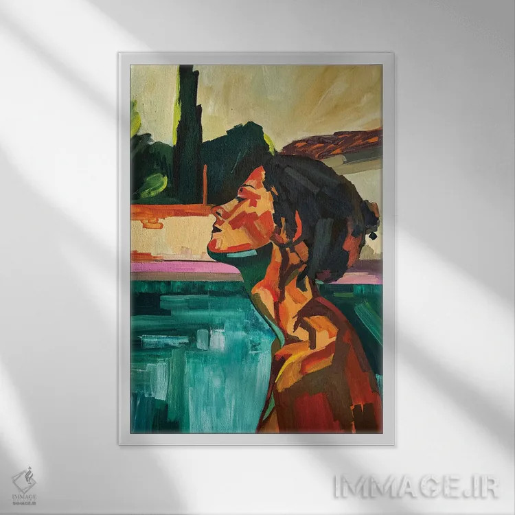 تابلو دکوراتیو نگاه در ساعت ۸:۱۸ شب اثر کسنیا رای - نمای قابدار سفید