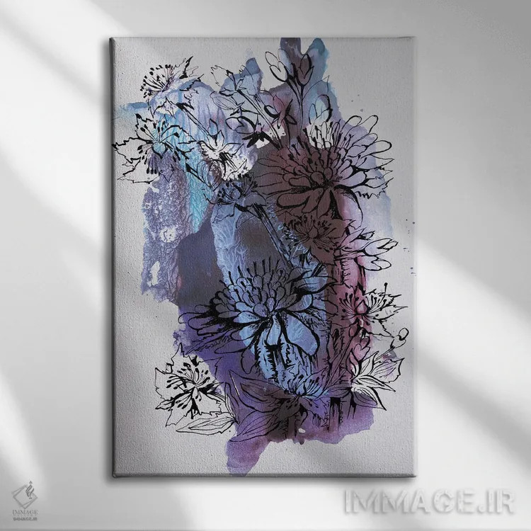 تابلو انتزاعی گل ها اثر کاترینا بورتسووا - نمای روبهرو روی دیوار