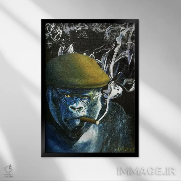 تابلو دکوراتیو سیلوربک سیگار می کشد اثر کاترین الکسه - نمای قابدار مشکی