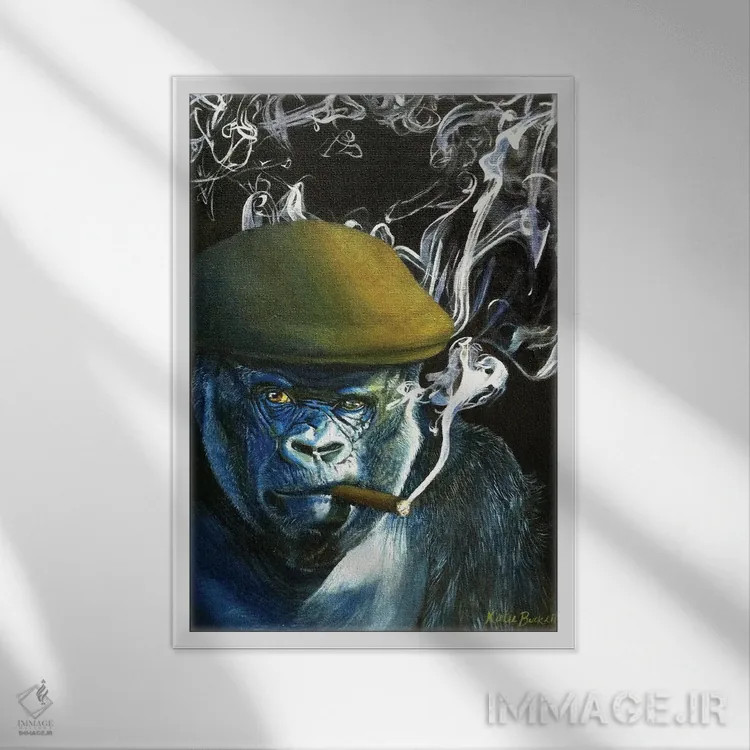 تابلو دکوراتیو سیلوربک سیگار می کشد اثر کاترین الکسه - نمای قابدار سفید