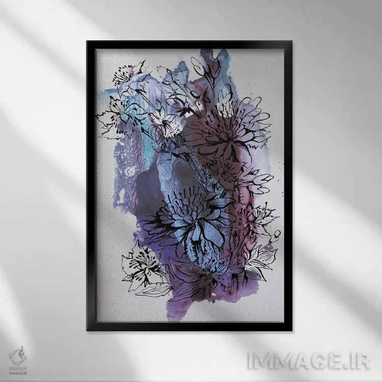 تابلو انتزاعی گل ها اثر کاترینا بورتسووا - نمای قابدار مشکی