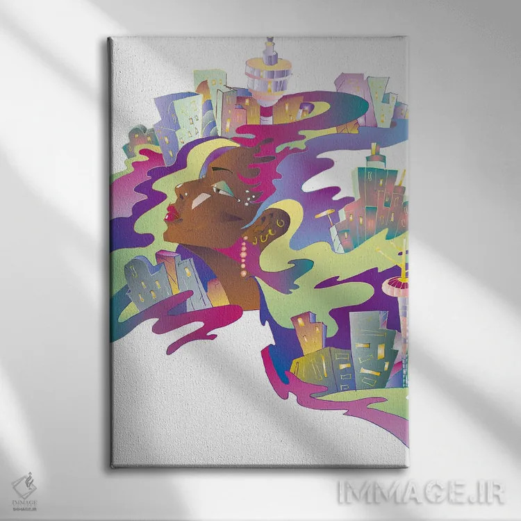 تابلو دکوراتیو شهر رویا اثر کاترینا بورتسووا - نمای روبهرو روی دیوار